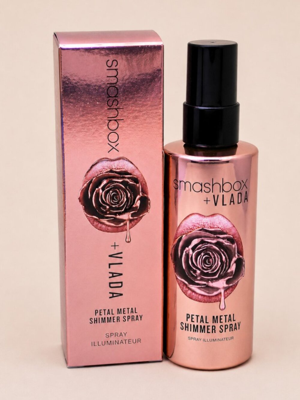 Smashbox + Vlada Petal Metal Shimmer Spray Illuminator Rose Gold 3.9 oz NIB